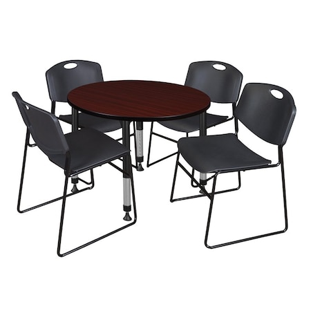 Regency Tables > Height Adjustable > Round Table & Chair Sets, 42 W, 42 L, 23-34 H, Mahogany TB42RNDMHAPBK44BK